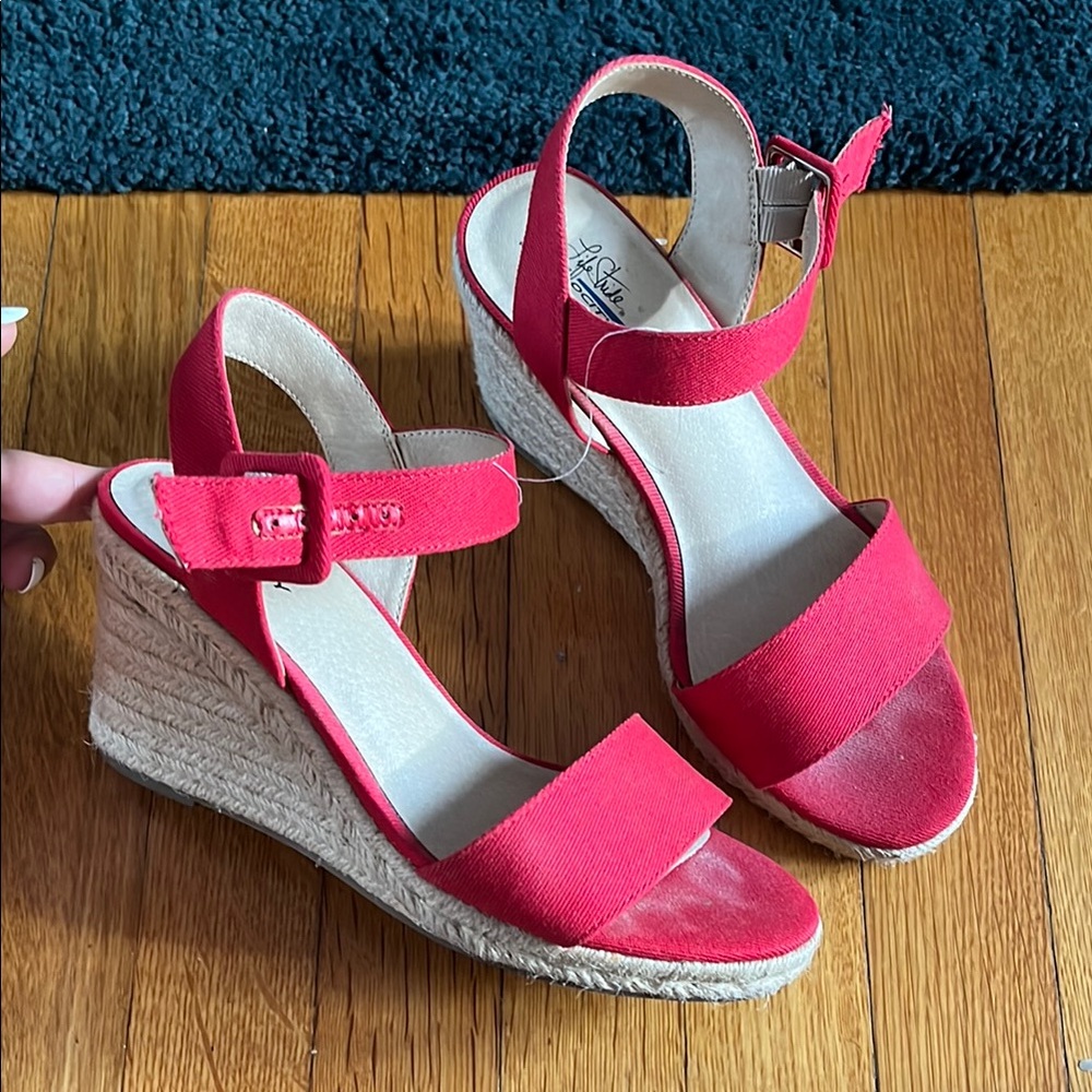 SOLD - Life Stride Red Wedge Sandals